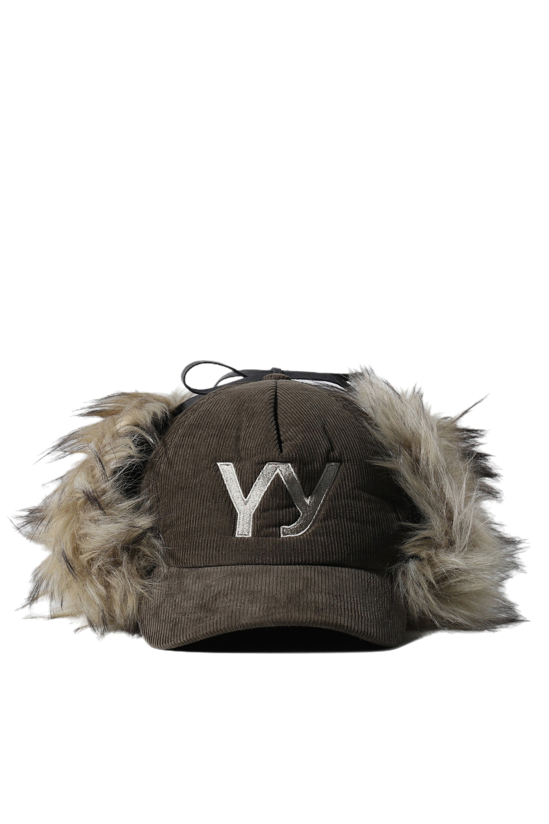 FAUX FUR CORDUROY EARFLAP CAP / KHAKI