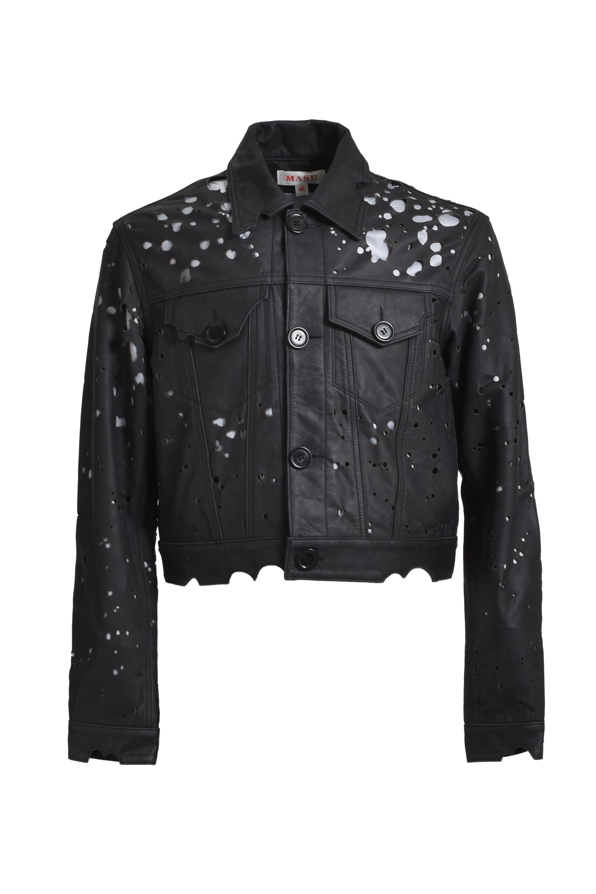 BACTERIA LEATHER TRUCKER JACKET / BLK