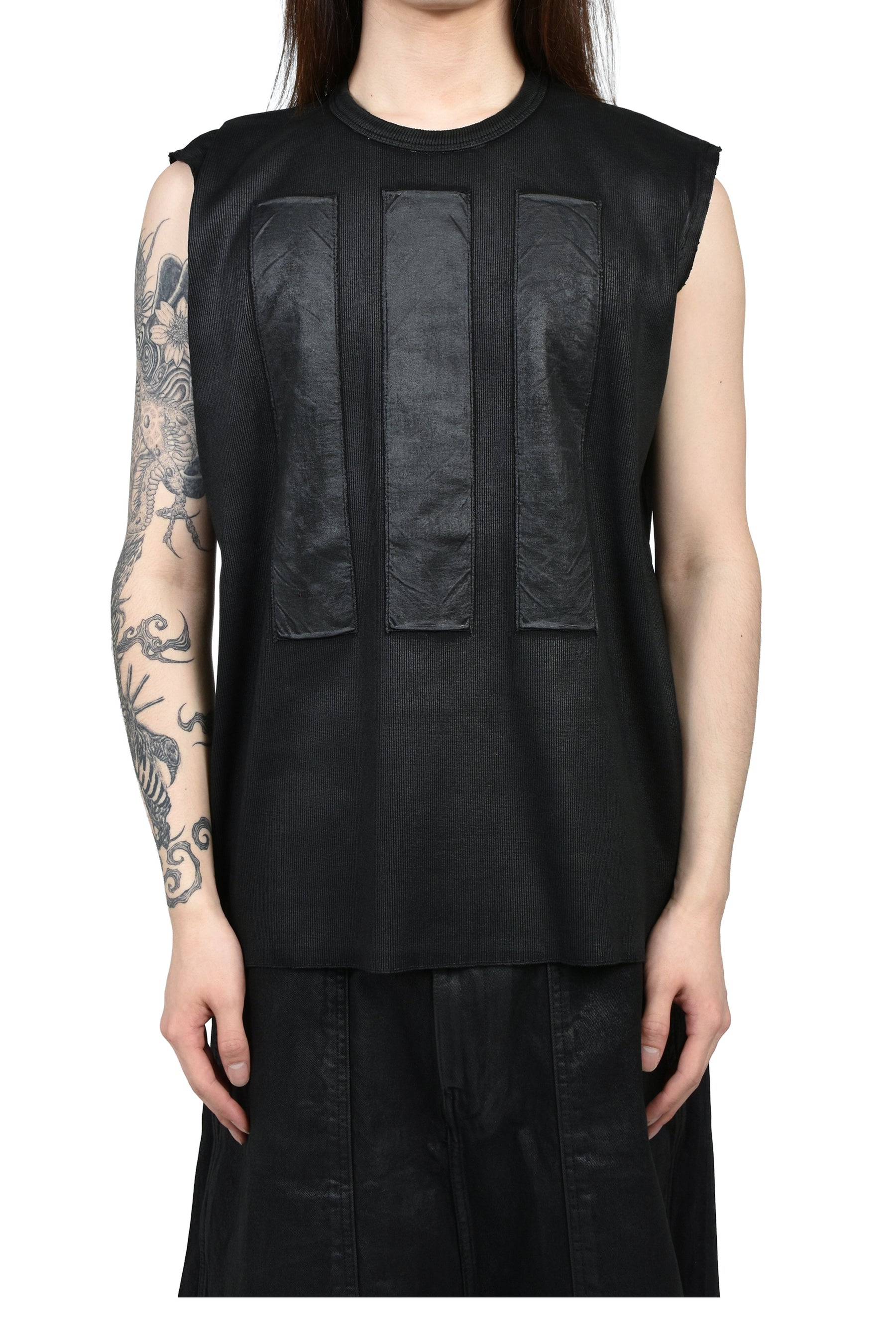 WAXED LOCUST TANK TOP / BLK