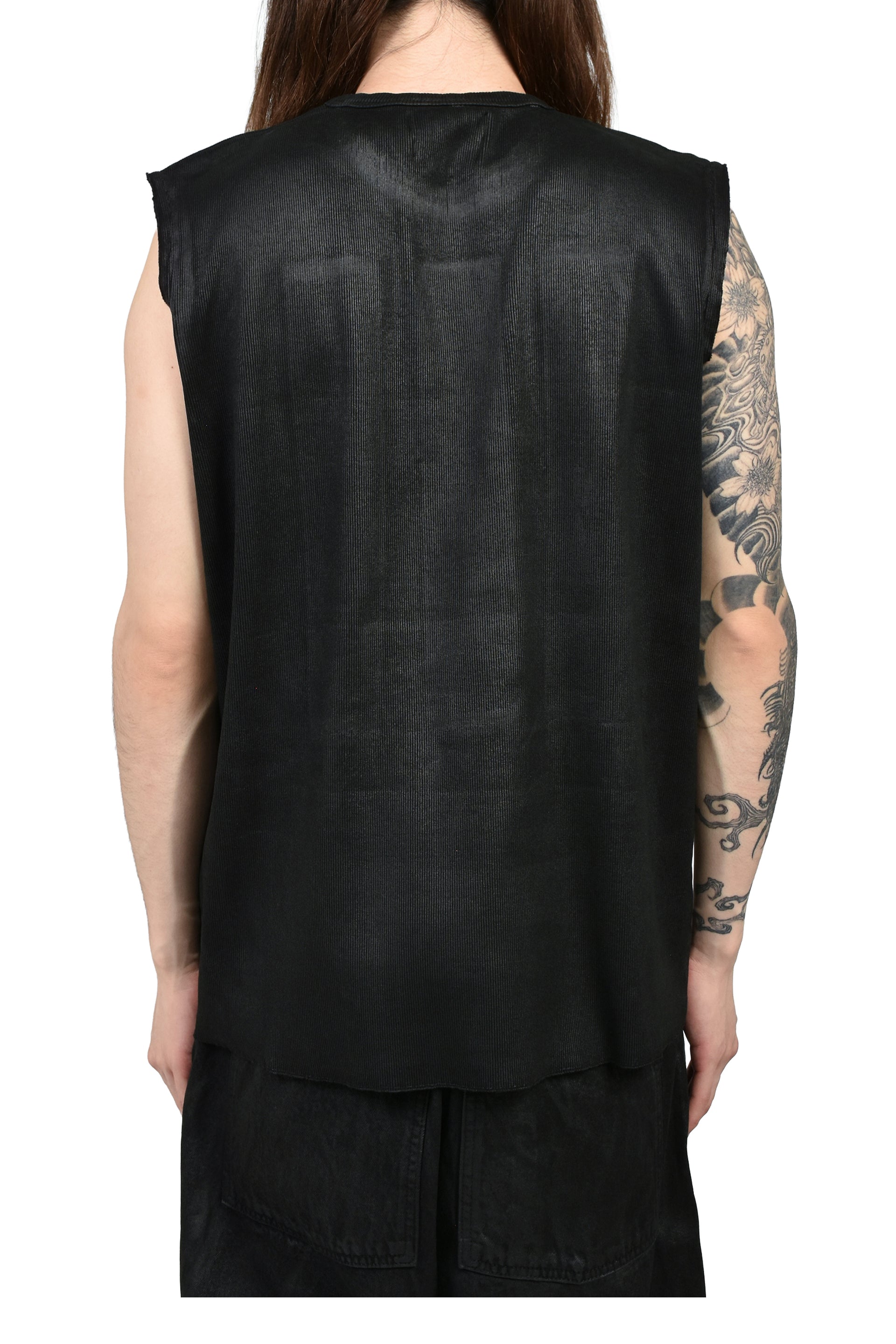 WAXED LOCUST TANK TOP / BLK