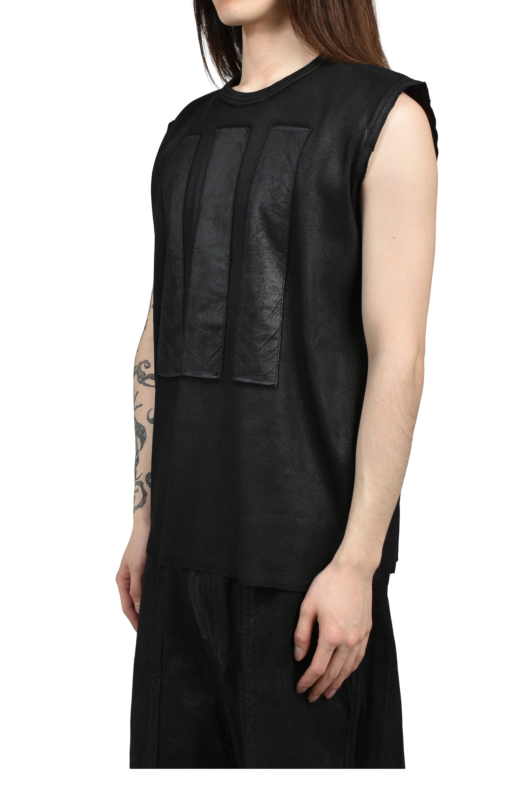 WAXED LOCUST TANK TOP / BLK