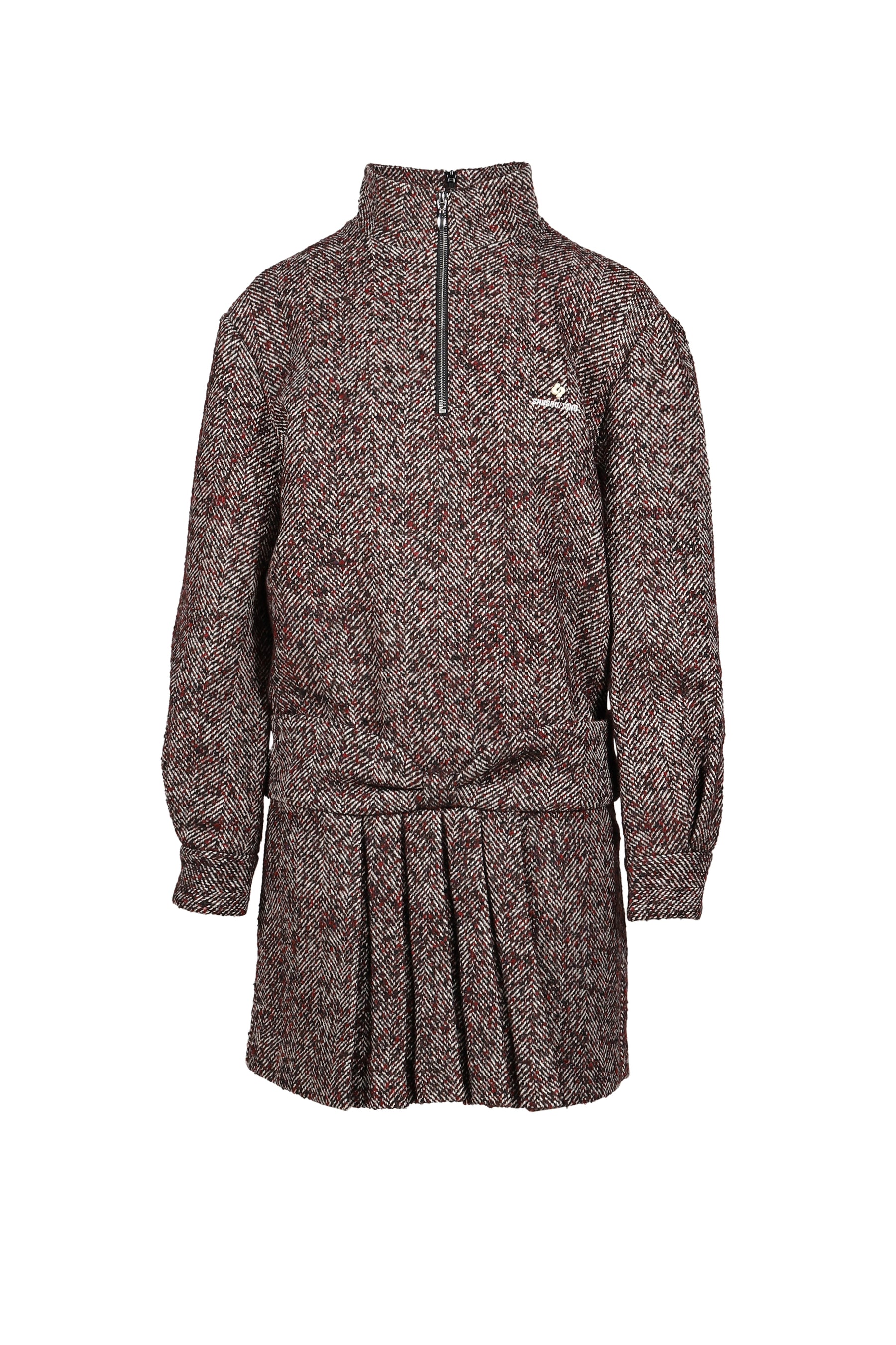 MANDARIN COLLAR PULLOVER DRESS / GRY