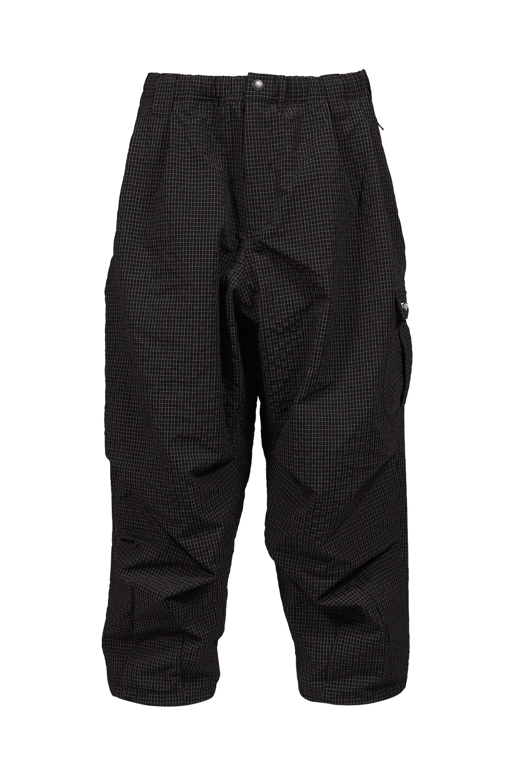 RIPPLE PLAID BALLOON PANTS / BLK