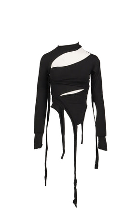 CUT-OUT KNIT LONGSLEEVE / BLK