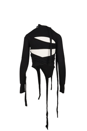 CUT-OUT KNIT LONGSLEEVE / BLK