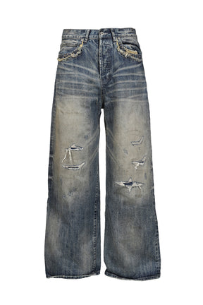WASHED LOOSE DENIM / BLU