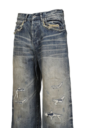WASHED LOOSE DENIM / BLU