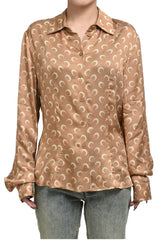 Marine Serre MOON SATIN SHIRT BLOUSE / D CAMEL