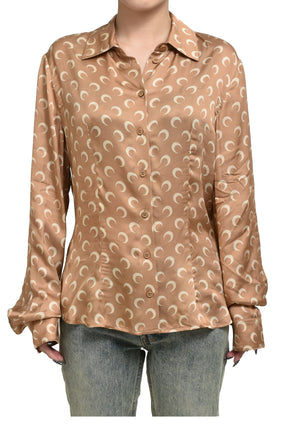 Marine Serre MOON SATIN SHIRT BLOUSE / D CAMEL
