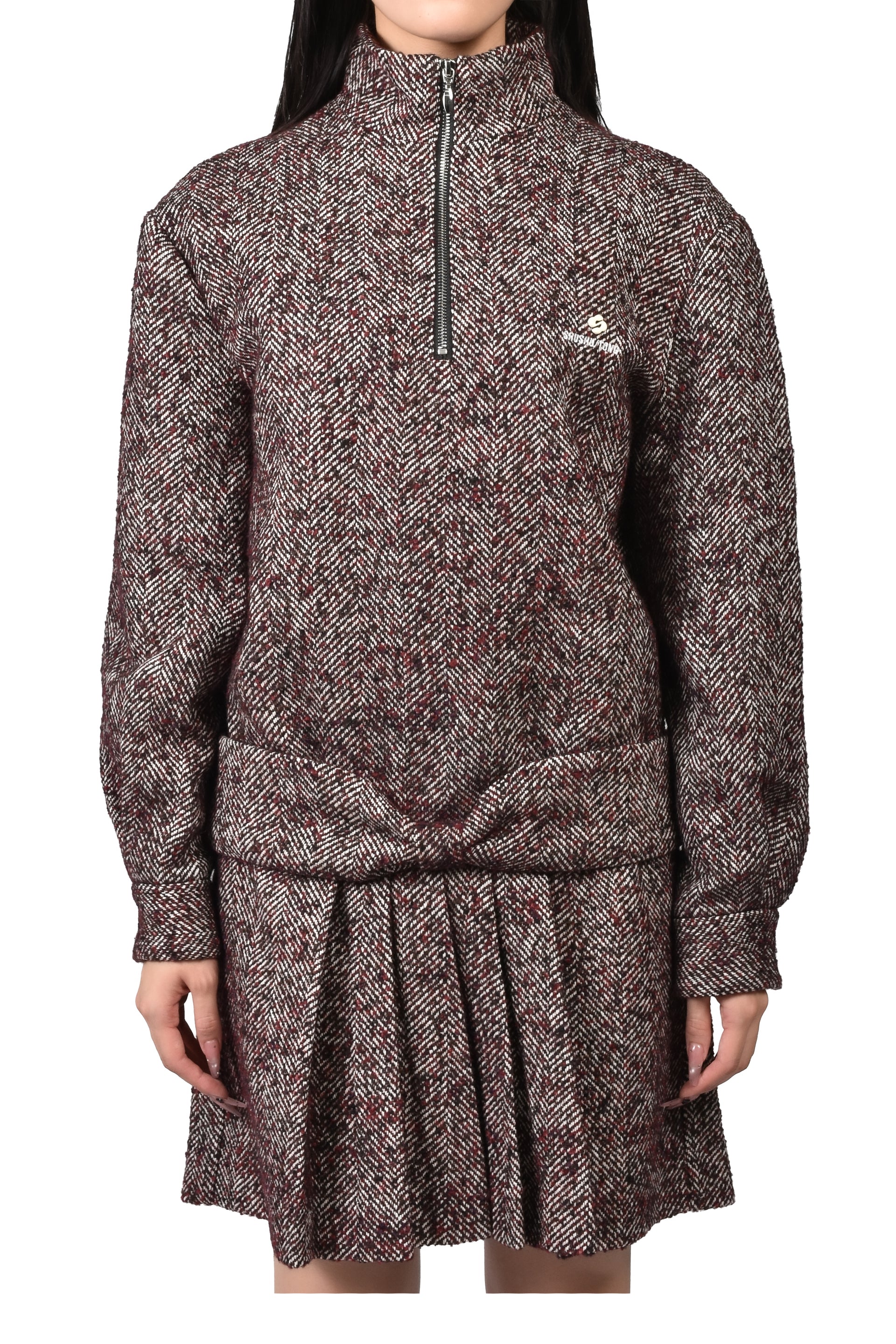 MANDARIN COLLAR PULLOVER DRESS / GRY