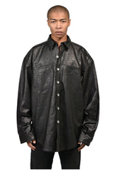 BIG LEATHER SHIRT / BLK