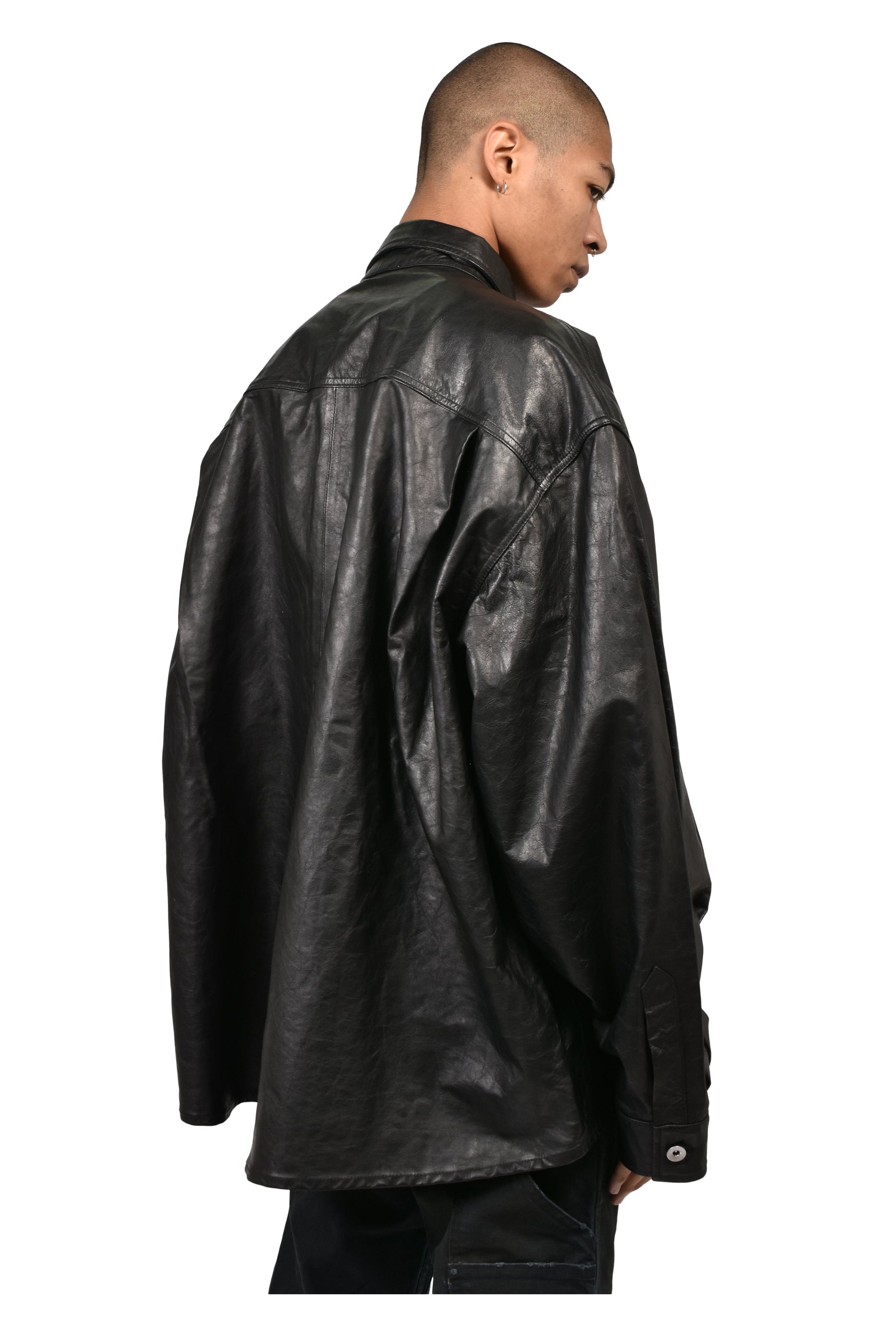 BIG LEATHER SHIRT / BLK