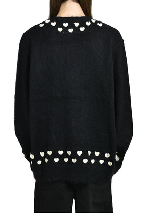 HEART ATTACHED MOHAIR CARDIGAN / BLK