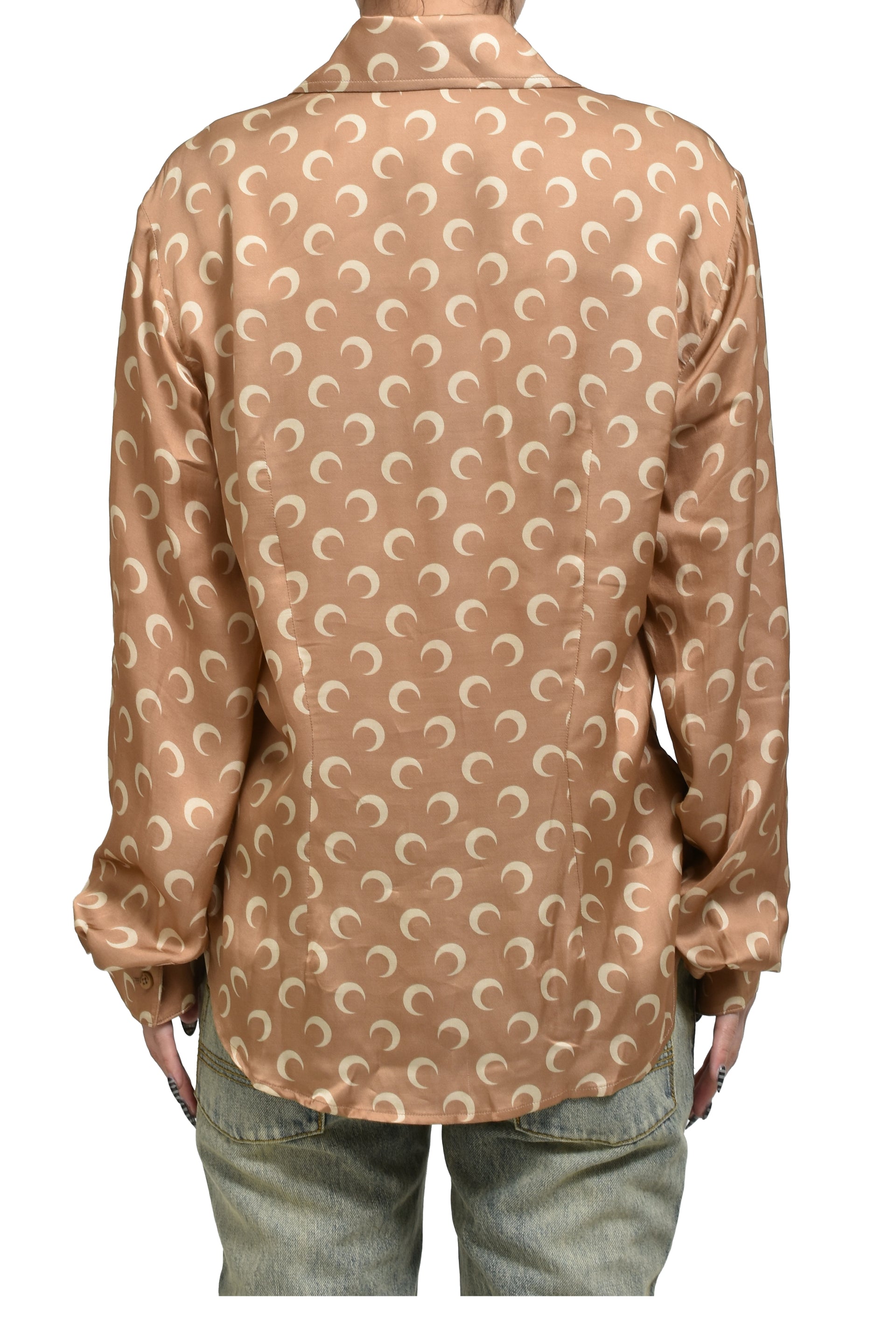 Marine Serre MOON SATIN SHIRT BLOUSE / D CAMEL