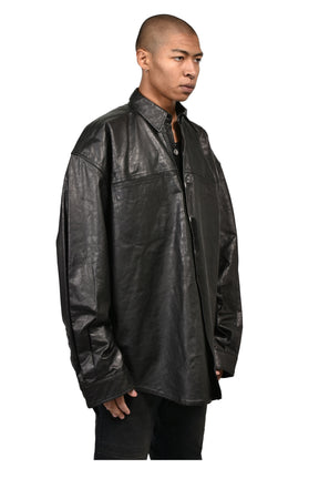 BIG LEATHER SHIRT / BLK