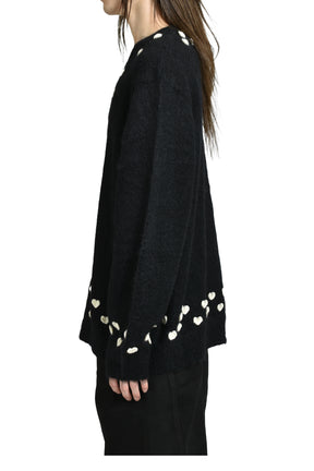 HEART ATTACHED MOHAIR CARDIGAN / BLK