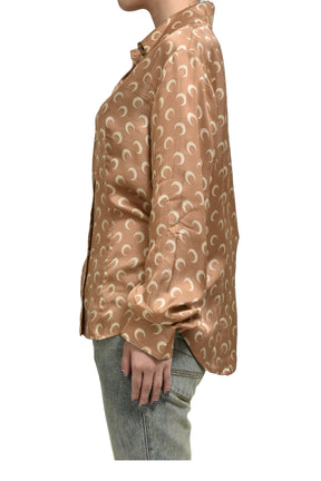 Marine Serre MOON SATIN SHIRT BLOUSE / D CAMEL