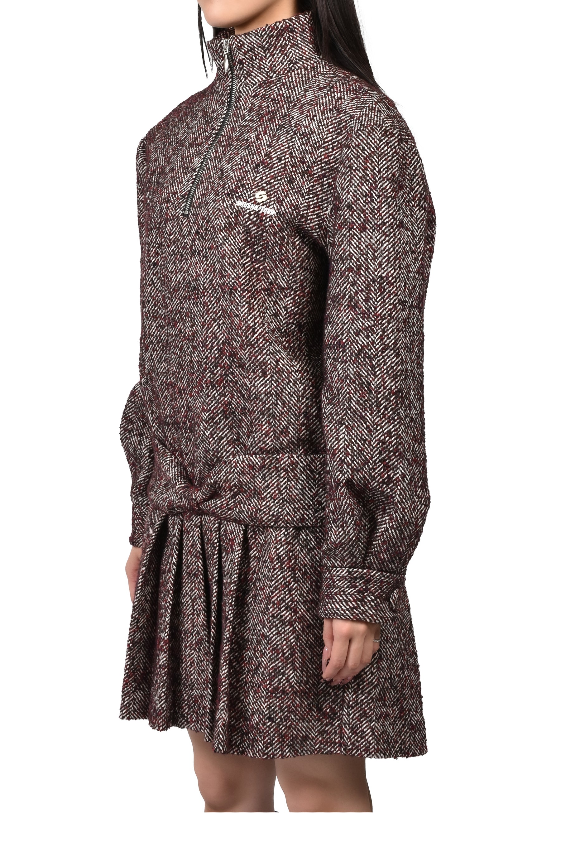 MANDARIN COLLAR PULLOVER DRESS / GRY