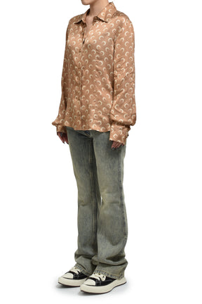 Marine Serre MOON SATIN SHIRT BLOUSE / D CAMEL