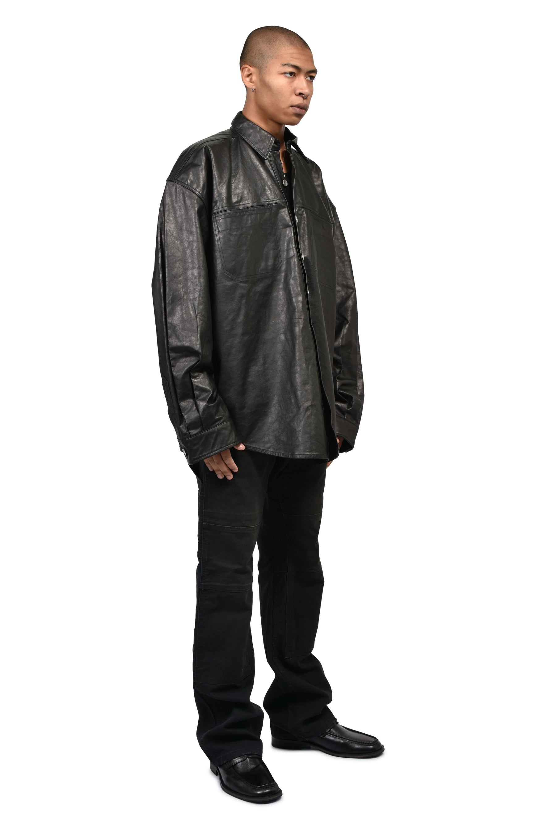 BIG LEATHER SHIRT / BLK