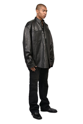 BIG LEATHER SHIRT / BLK