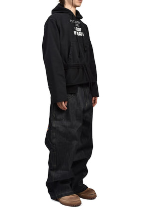 HYBRID SWEAT PANTS HOODIE / BLK
