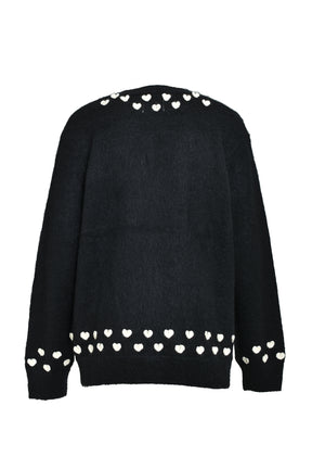 HEART ATTACHED MOHAIR CARDIGAN / BLK