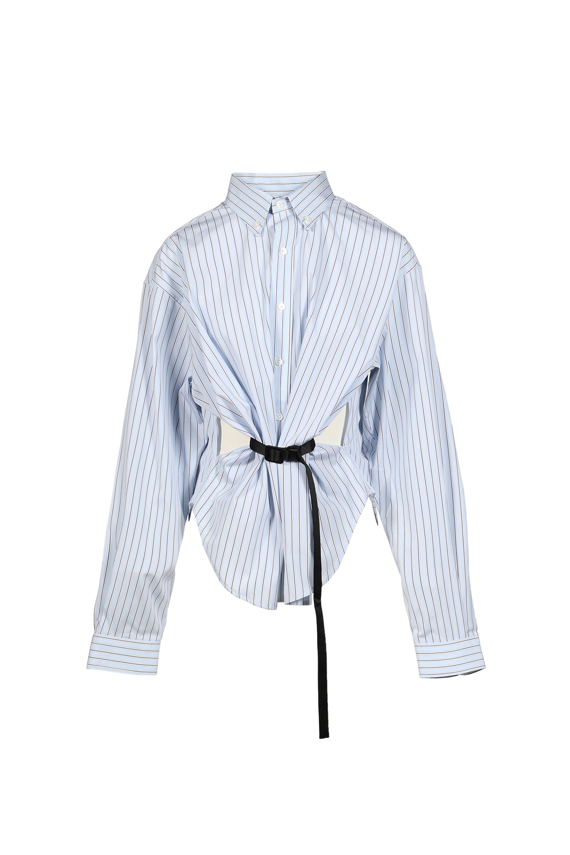 BELTED BUTTON DOWN WOVEN / BLUE
