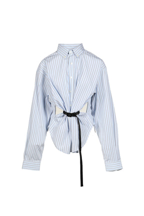 BELTED BUTTON DOWN WOVEN / BLUE