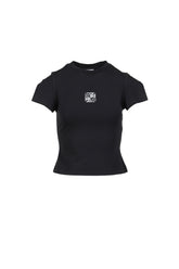 VETEMENTS BIKER CROSS LOGO FRONT SLEEVE T-SHIRT / BLK