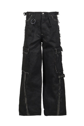 SLASH SEAM TWIST CARGO JEANS(NOIR) / BLK 