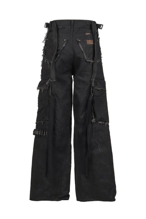 SLASH SEAM TWIST CARGO JEANS(NOIR) / BLK 