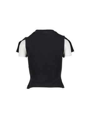 VETEMENTS BIKER CROSS LOGO FRONT SLEEVE T-SHIRT / BLK