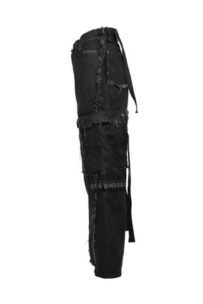 SLASH SEAM TWIST CARGO JEANS(NOIR) / BLK 