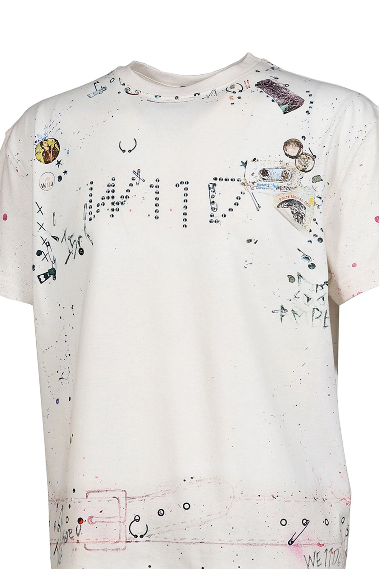 WHITE TROMPE-L'OEIL PIERCED TSHIRT / WHT