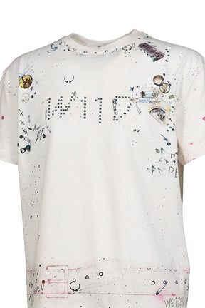 WHITE TROMPE-L'OEIL PIERCED TSHIRT / WHT