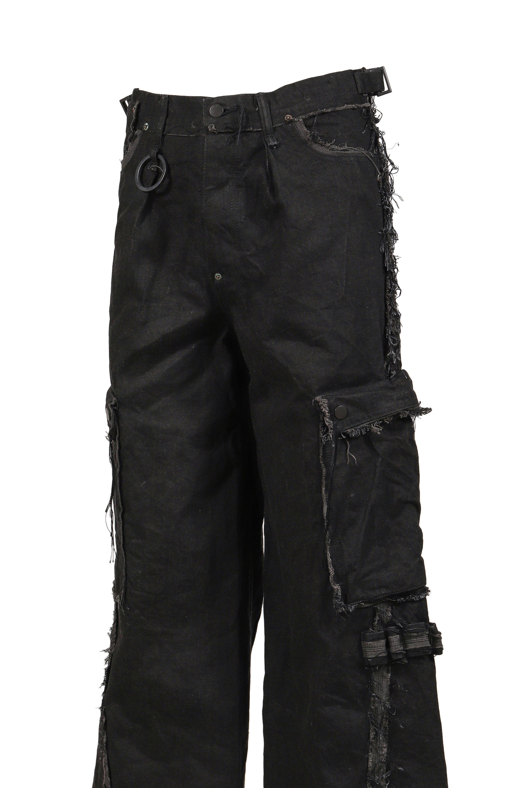 SLASH SEAM TWIST CARGO JEANS(NOIR) / BLK 