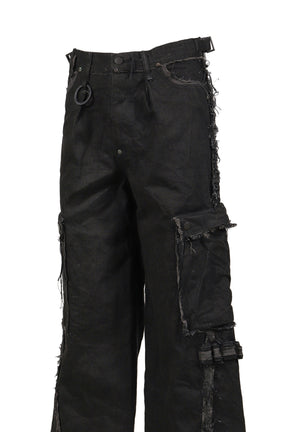 SLASH SEAM TWIST CARGO JEANS(NOIR) / BLK 