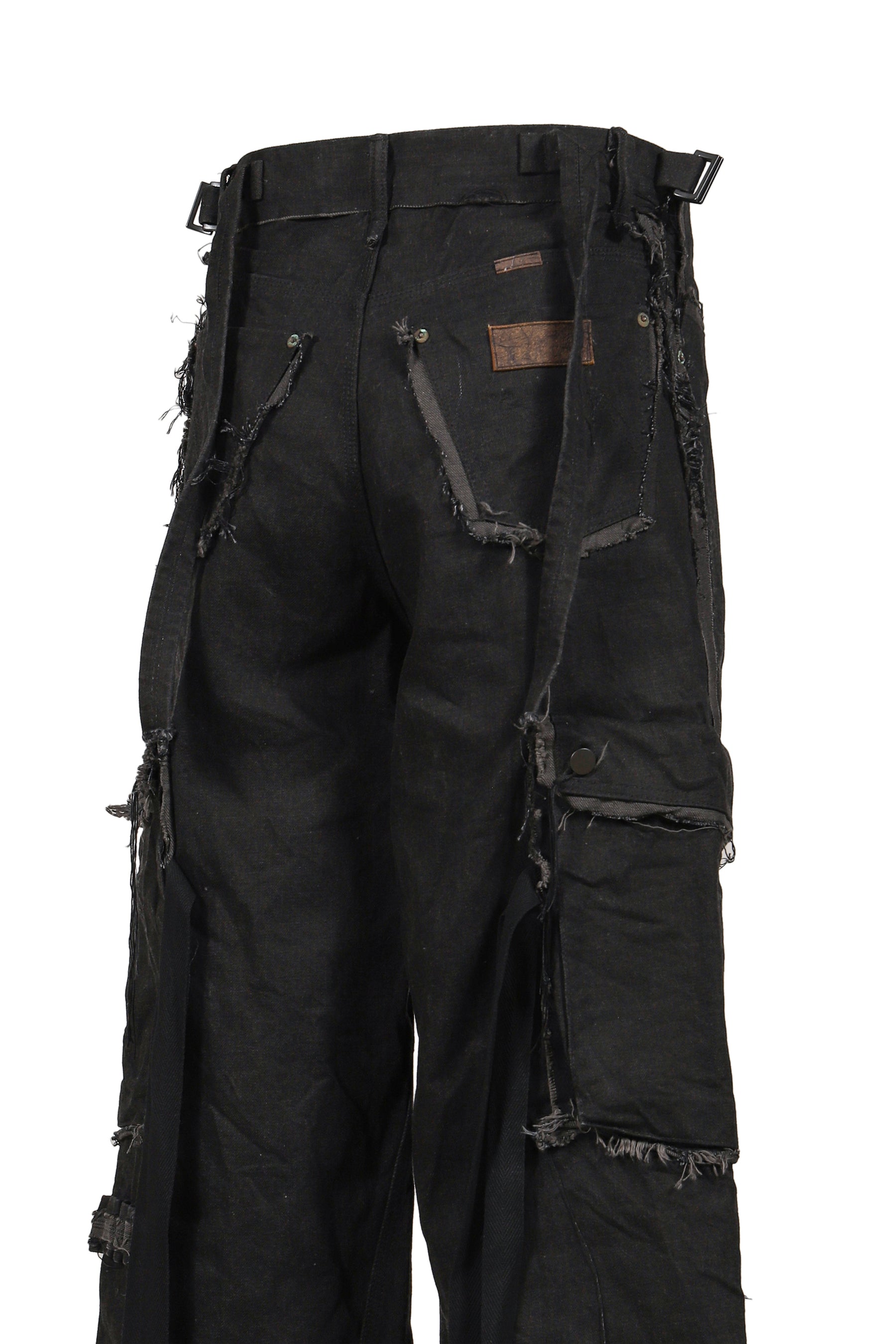 SLASH SEAM TWIST CARGO JEANS(NOIR) / BLK 