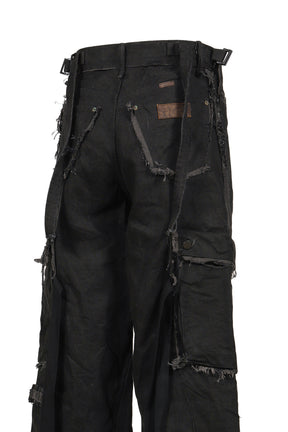 SLASH SEAM TWIST CARGO JEANS(NOIR) / BLK 