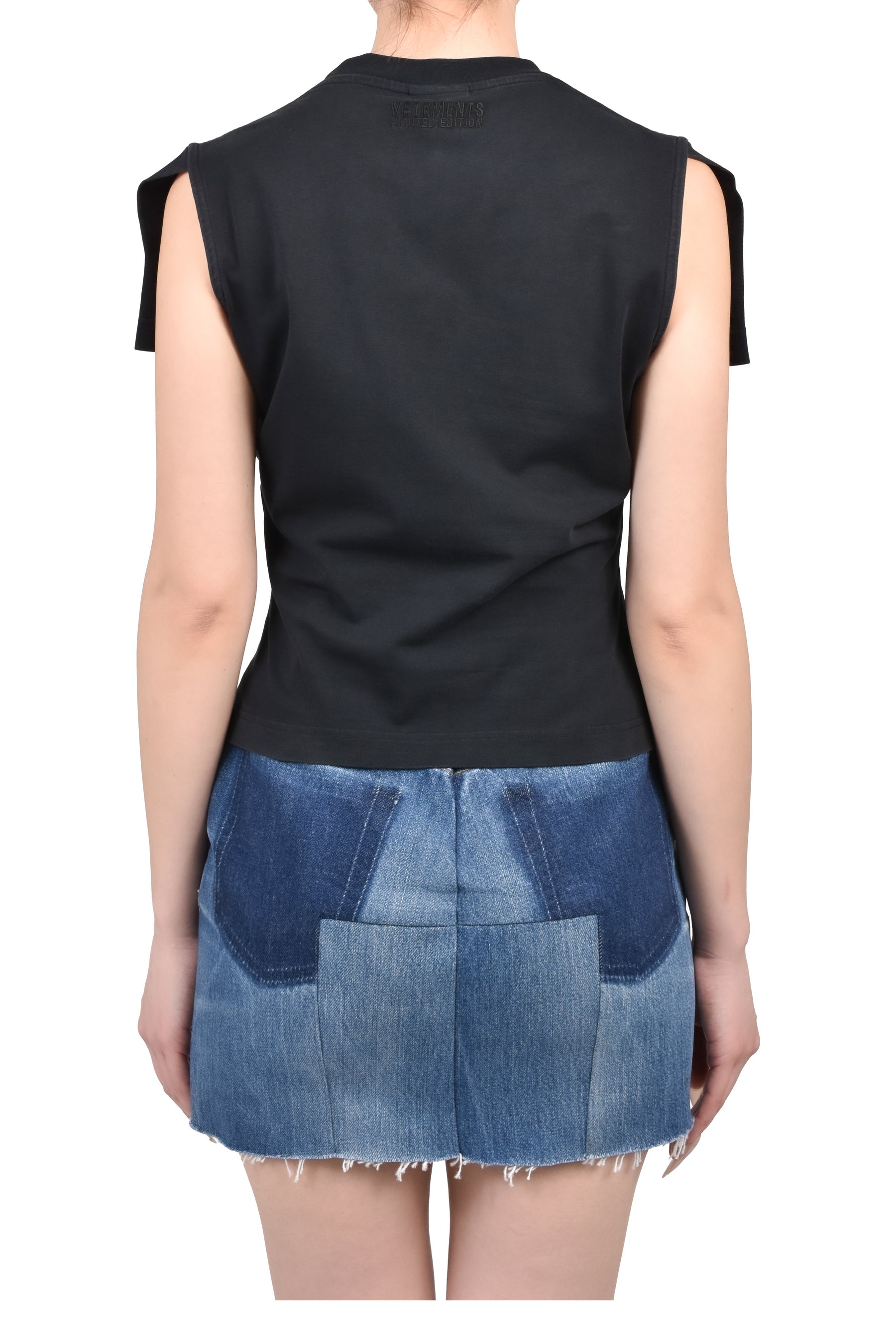 BIKER CROSS LOGO FRONT SLEEVE T-SHIRT / BLK
