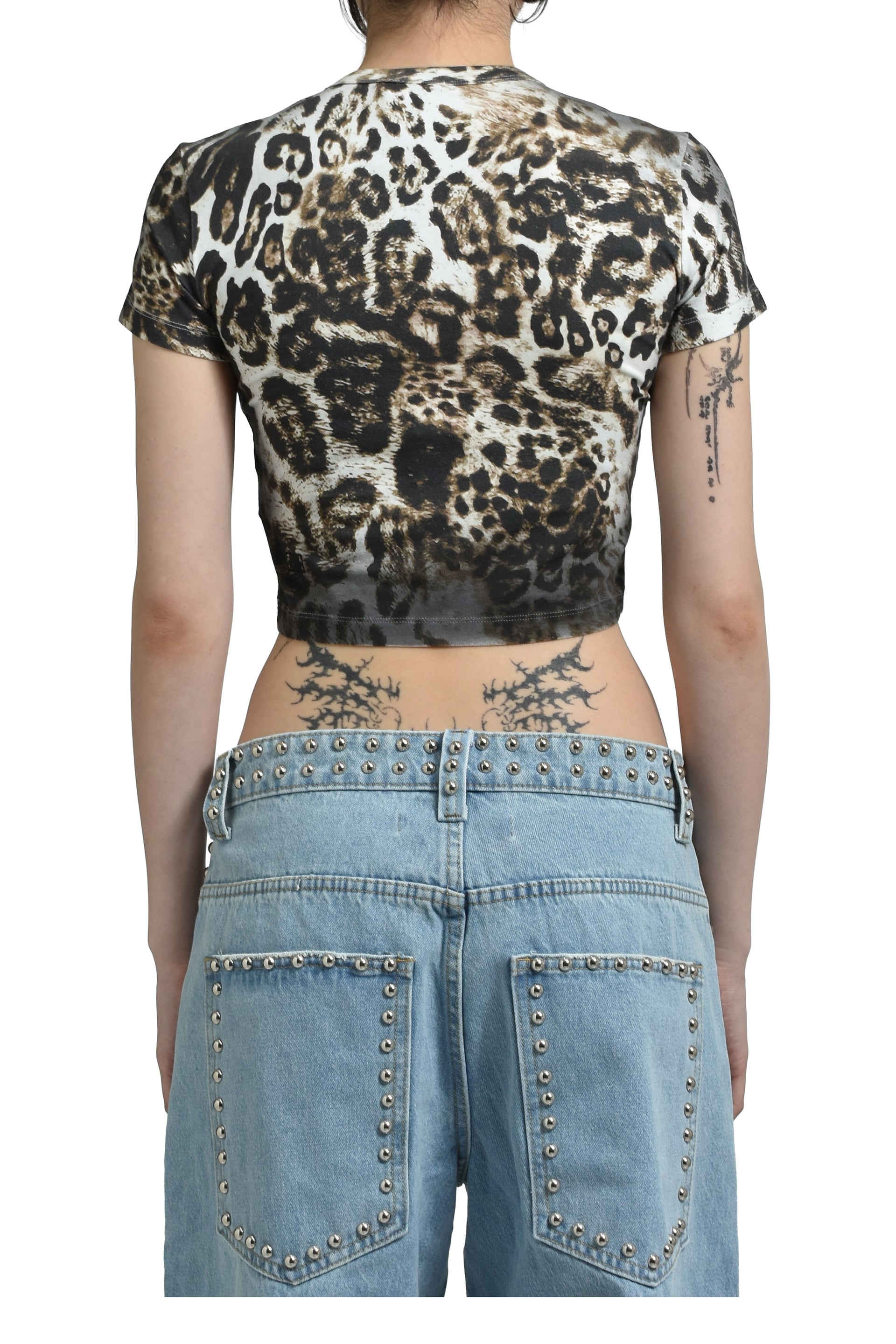 BABY SS TEE LEOPARD SLASHED / BLK 