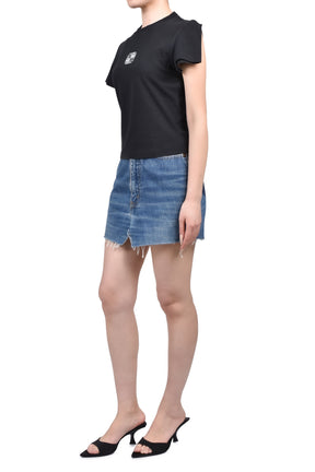 BIKER CROSS LOGO FRONT SLEEVE T-SHIRT / BLK