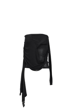 SIGNATURE DRAPE TUBE TOP / BLK