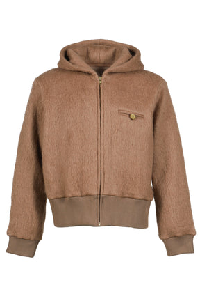 MOHAIR ZIP HOODIE / MOCHA
