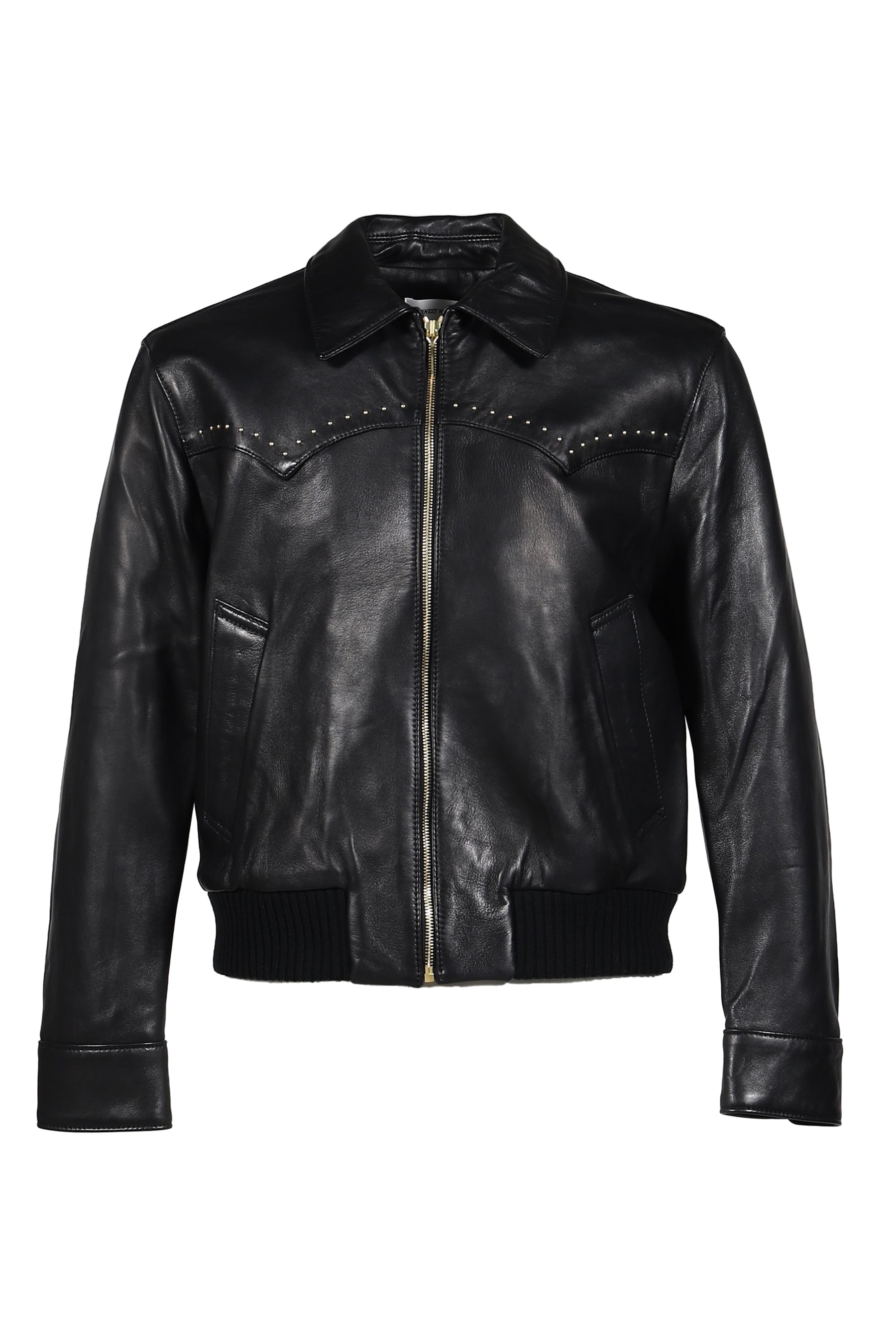 STUDDED WESTERN HARRINGTON JACKET / BLK GLD
