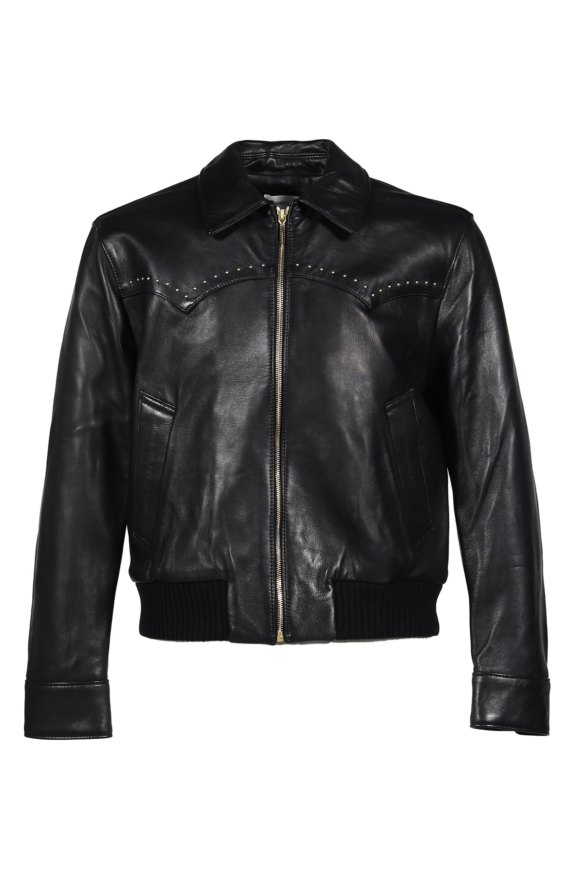 STUDDED WESTERN HARRINGTON JACKET / BLK GLD