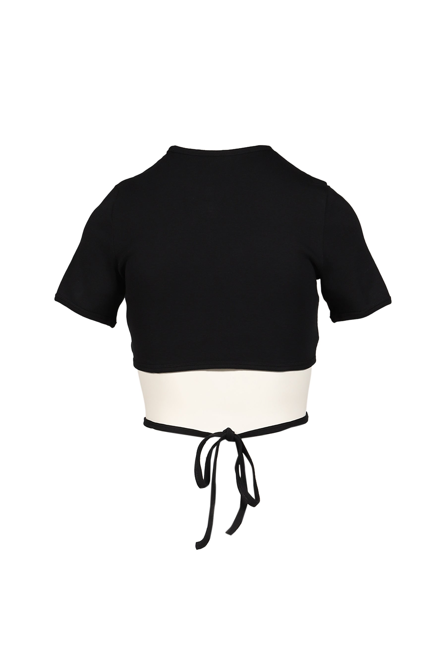 RIBBON CUT OUT CONTRAST T-SHIRT / BLK