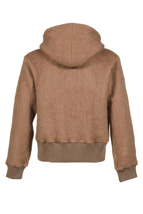 MOHAIR ZIP HOODIE / MOCHA