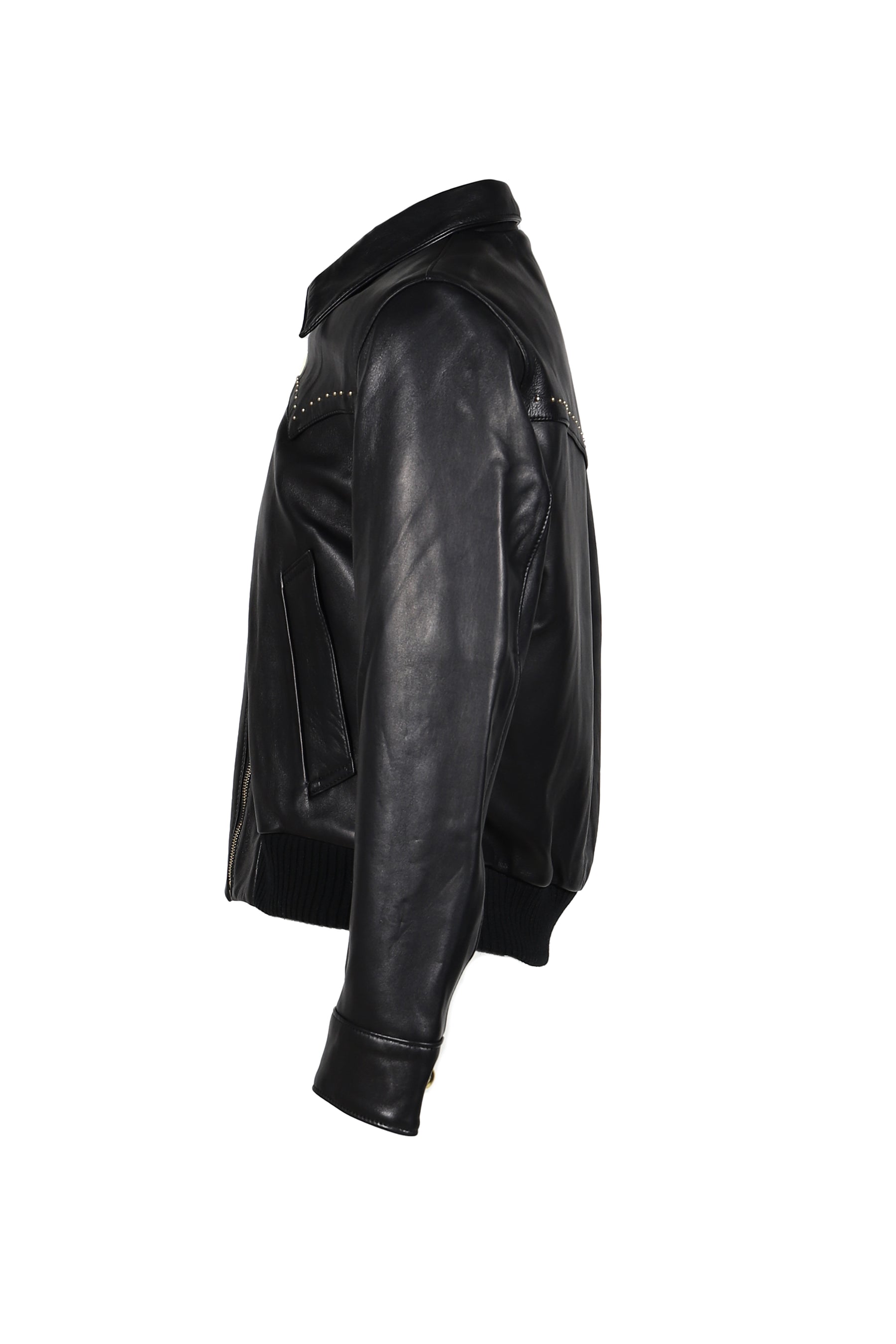 STUDDED WESTERN HARRINGTON JACKET / BLK GLD